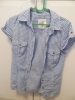 Женская рубашка H&M L.O.G.G. с коротким рукавом, в бело-голубую клетку