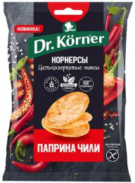 Чипсы цельнозерновые кукурузно-рисовые Dr.Korner Корнерсы с паприкой и чили