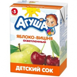 Детский сок "Агуша" яблоко-вишня осветленный