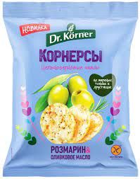 Чипсы цельнозерновые кукурузно-рисовые Dr.Korner Розмарин и Оливковое масло