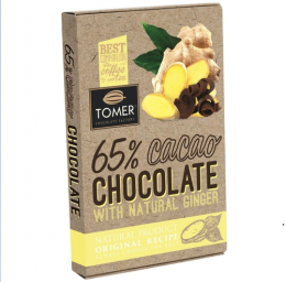 Горький шоколад Tomer 65% cacao chocolate with natural ginger
