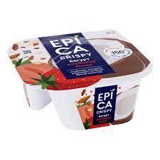 Йогурт Epica Crispy Клубника-Кокос с кокосовым печеньем миндалем и белым шоколадом