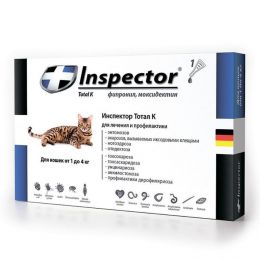 Капли на холку для кошек Экопром от внешних и внутренних паразитов Inspector Total K
