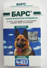 Капли для собак против  от блох, клещей, власоедов, вшей АВЗ Барс