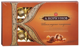 Конфеты Коркунов Молочный шоколад цельный фундук и светлая ореховая начинка, 190г.