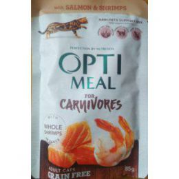 Корм для кошек Opti meal For Carnivores  with salmon & shrimps влажный