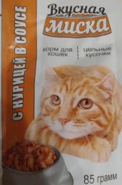 Корм для кошек "Вкусная миска" с курицей в соусе