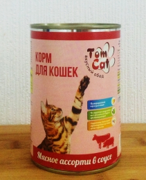 Корм консервированный для кошек "Tom Cat Вкусный обед" Мясное ассорти в соусе
