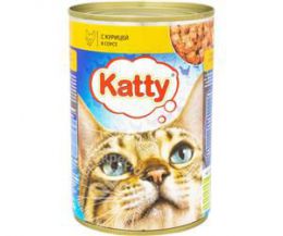 Корм консервированный полнорационный для кошек с курицей в соусе "Katty"
