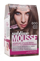 Стойкая краска-мусс для волос L'oreal Sublime Mousse 600 чистый светлый каштан