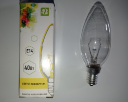 Лампа накаливания ASD "Свеча прозрачная" E14, 40Вт