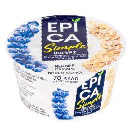 Лёгкий йогурт Simple Epica Голубика, овсяные хлопья