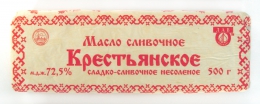 Масло сладко-сливочное несоленое "Крестьянское" 72,5% "Лав Продукт"