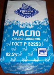Масло сладко-сливочное "Русское молоко" 82,5%