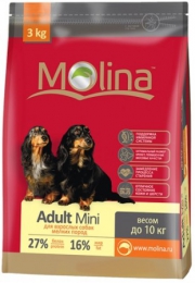 Полнорационный корм для взрослых собак мелких пород Molina «Adult Mini»