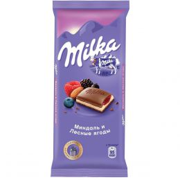 Молочный шоколад Milka "Миндаль и лесные ягоды"