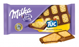 Молочный шоколад «Milka» с соленым крекером «Tuc»