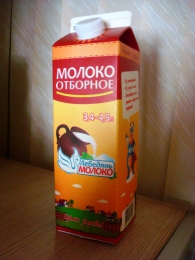Молоко цельное отборное питьевое пастеризованное "ЛебедяньМолоко" 3,4 - 4,5%