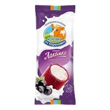 Мороженое пломбир Коровка из Кореновки ванильный с фруктовым наполнителем Черносмородиновая глазурь