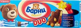 Пирожное бисквитное "Медвежонок Барни Duo" со вкусом ванили и клубники