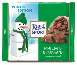 Шоколад молочный Ritter Sport "Миндаль в карамели"