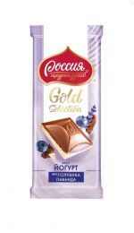 Шоколад "Россия Щедрая душа" Gold Selection молочный и белый со вкусом йогурта голубики и лаванды