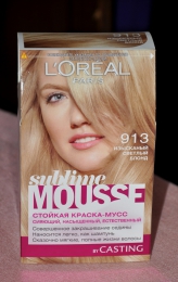 Стойкая краска-мусс для волос L'oreal Sublime Mousse 913 изысканный светлый блонд