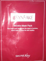 Маска для лица Secret key Syn-ake anti wrinkle тканевая с пептидом змеиного яда