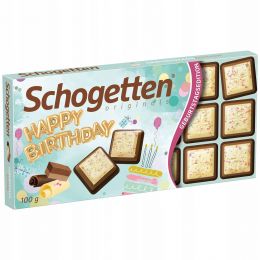 Темный шоколад с молочным и белым шоколадом и цветным сахарным драже "Schogetten" Birthday edition
