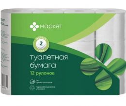 Туалетная бумага неароматизированная 2 слоя Маркет