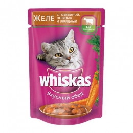 Желе с говядиной, печенью и овощами Whiskas вкусный обед