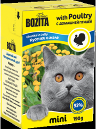 Влажный корм для кошек Bozita mini кусочки в желе с домашней птицей