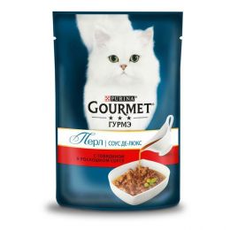 Влажный корм для кошек Purina Гурмэ Перл Соус Де-люкс с говядиной в соусе