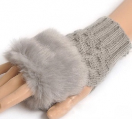 Женские митенки Womens Cute Faux Rabbit Fur Winter Warmer Knitted Fingerless