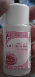 Жидкость для снятия лака Flugran без ацетона с розовым маслом