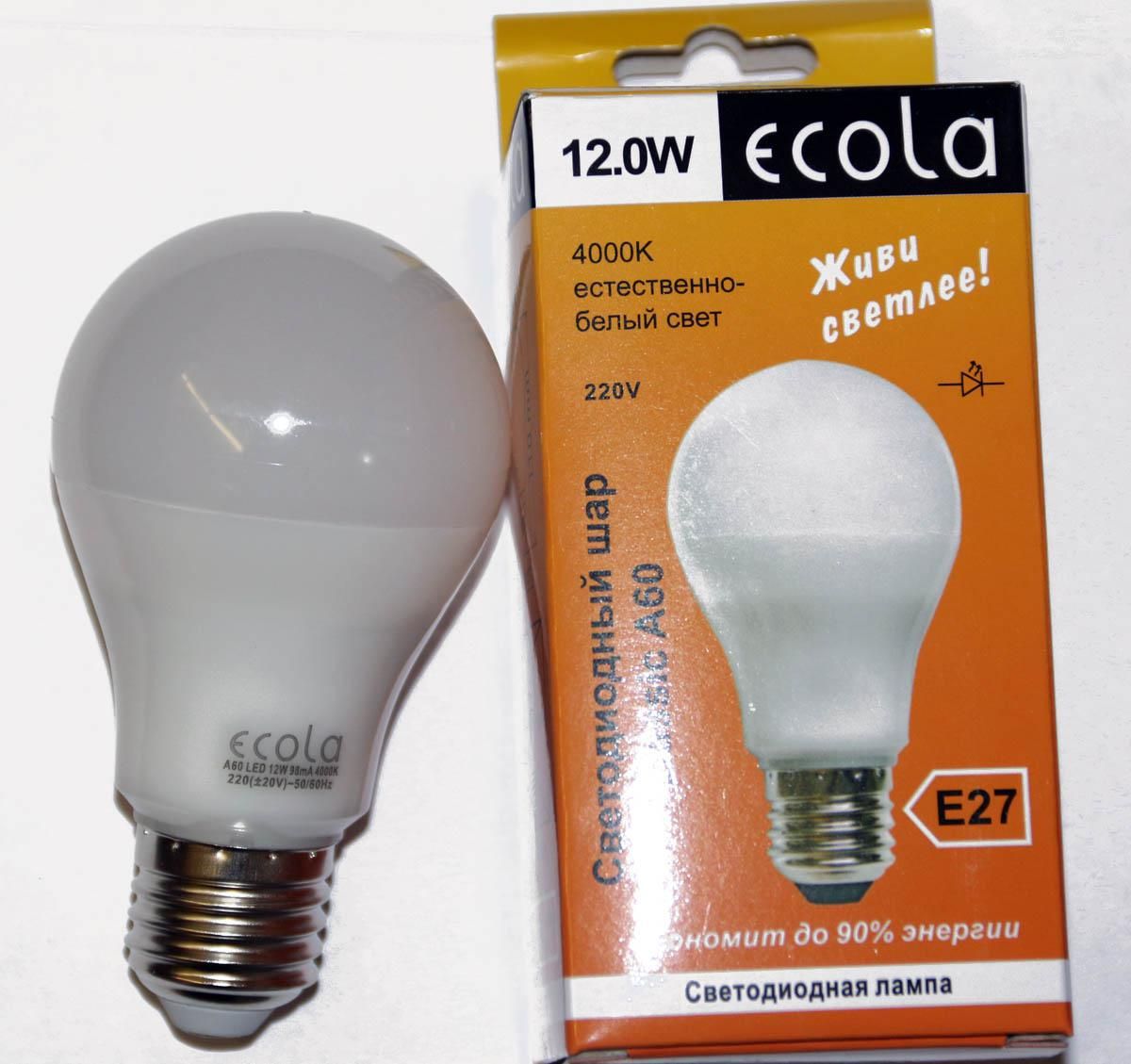 Отзыв про Светодиодная лампа Ecola classic LED 12,0 W A60 220 - 240V .