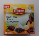 Чай Lipton Black Tea Pear Chocolate. Яркая и удобная упаковка.