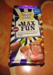 Шоколад Alpen Gold Max Fun взрывная карамель, мармелад, печенье. Большой формат шоколада