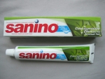Зубная паста Sanino сенсационная свежесть «Зелёный чай» - упаковка и тюбик