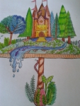 замок на грибе из раскраски "Зачарованный лес"