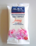 Освежающие влажные салфетки Aura beauty Peony Refreshing wet wipes в упаковке