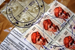 почтовые марки на конверте с ебея