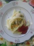 Гнездо с фаршем и кетчупом