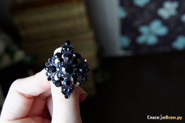 Кольцо женское "Clara Bijoux" черное с камнями