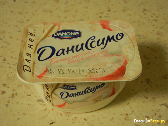 Десерт Данон Даниссимо для нее "Белый персик – белый шоколад"