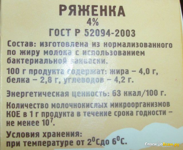 Ряженка "Молоколамск" 4 %