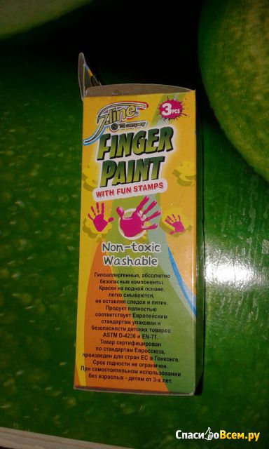 Веселые штампики J.Line "Finger Paint" со смывающейся краской для рисования пальцами 3 цвета