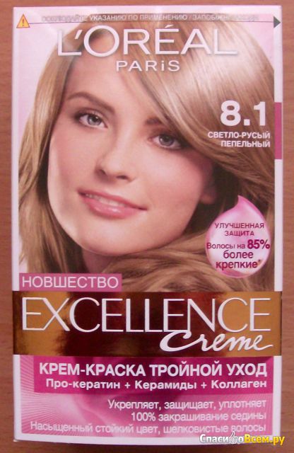 Крем-краска для волос L'Oreal Paris Excellence Creme 8.1 Светло-русый пепельный