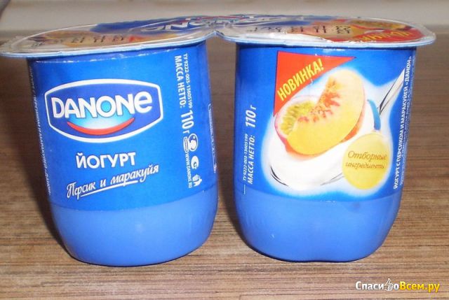 Йогурт Danone с персиком и маракуйей