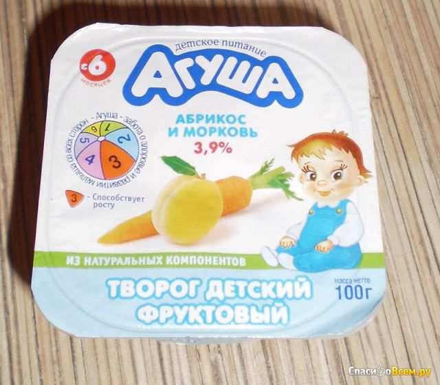 Творог детский фруктовый "Агуша" Абрикос и морковь 3,9%